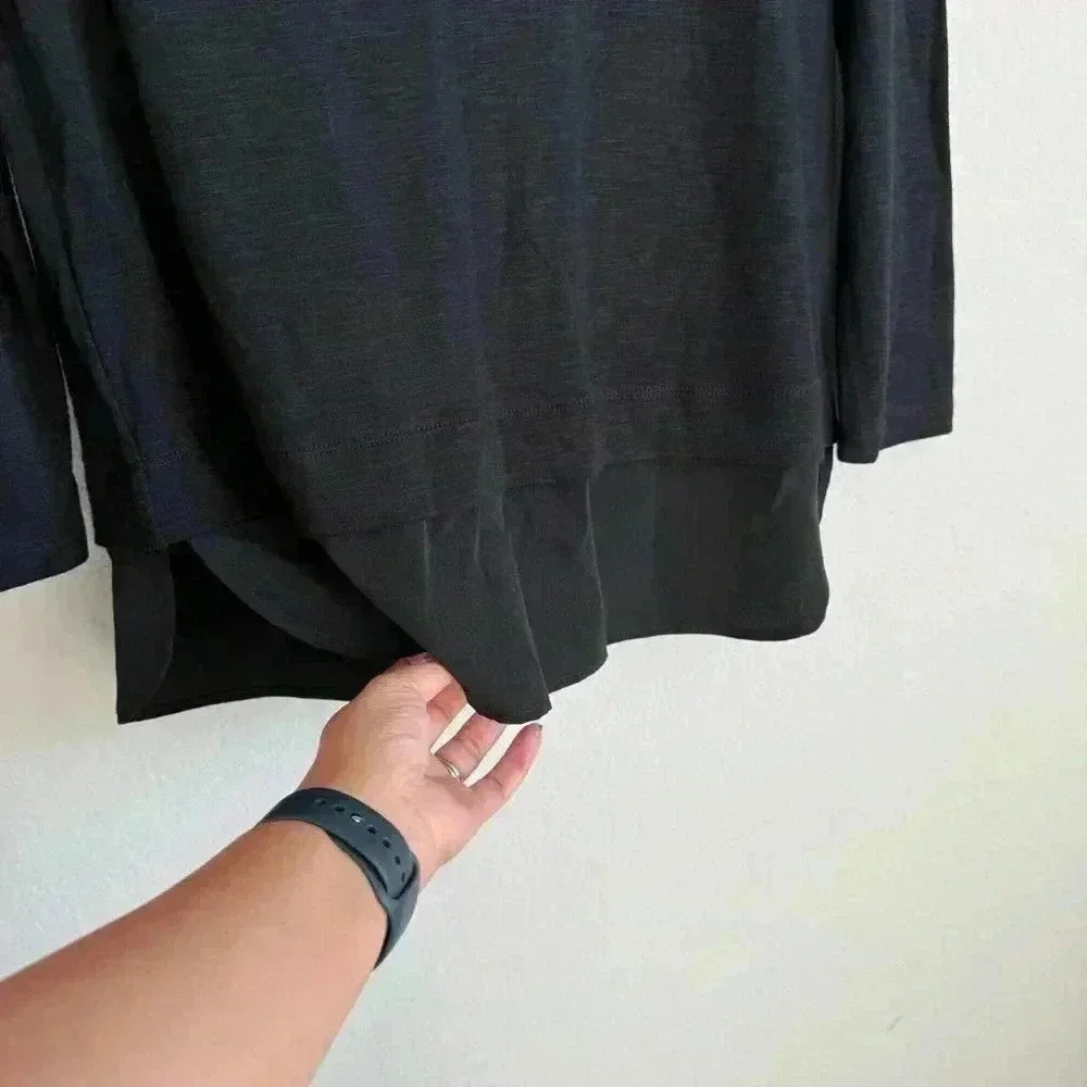 J.Crew‎ Long Sleeve Top With Silky Hem Women’s Small Black Faux Layered